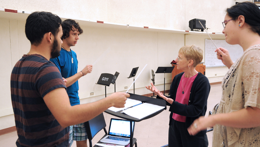 students in class with professor
